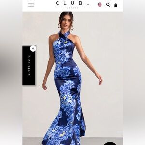 Navy blue floral maxi halter Club L London